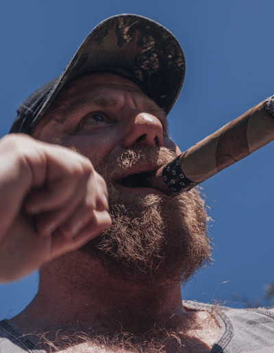 Drummer Mag Pic Of Hairy Bear Smoking A Cigar