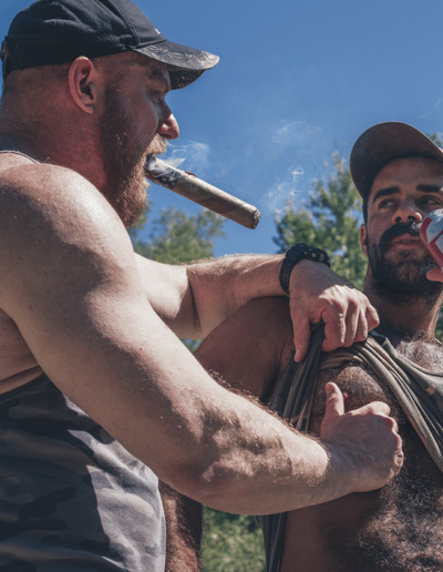 Drummer Mag Pic Of Bearded Cigar Bear Feeling Hairy Guys Tit