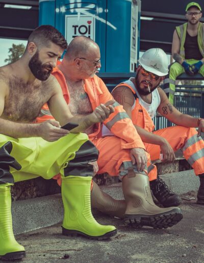 Drummer Mac Pic Of Hairy Bearded Construction Workers At Rest