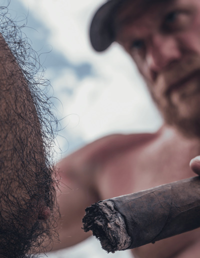 Drummer Mag Photo Hot Cigar Threatening Mans Hairy Nipple