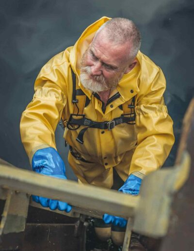 Drummer Mac Pic Rubber Clad Worker Climbing Ladder