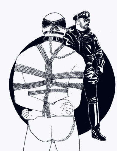 Drummer Mag Leatherman With Roped Slave